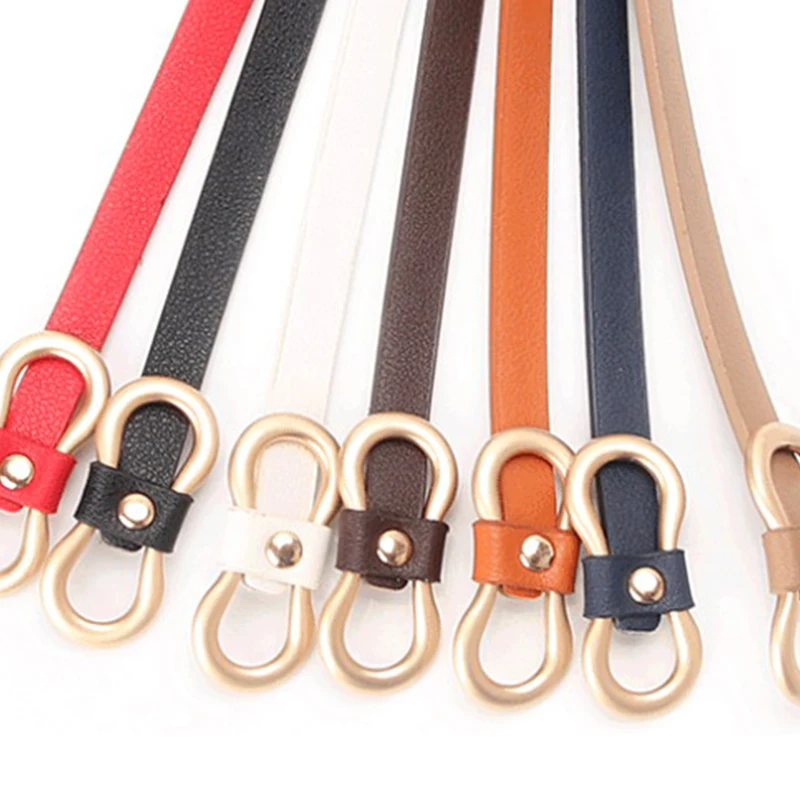 Women's Solid Color Belt Simple All-match No Hole PU Leather Decorative Thin Belt For Girls Summer Shirt Dress Small Waistband