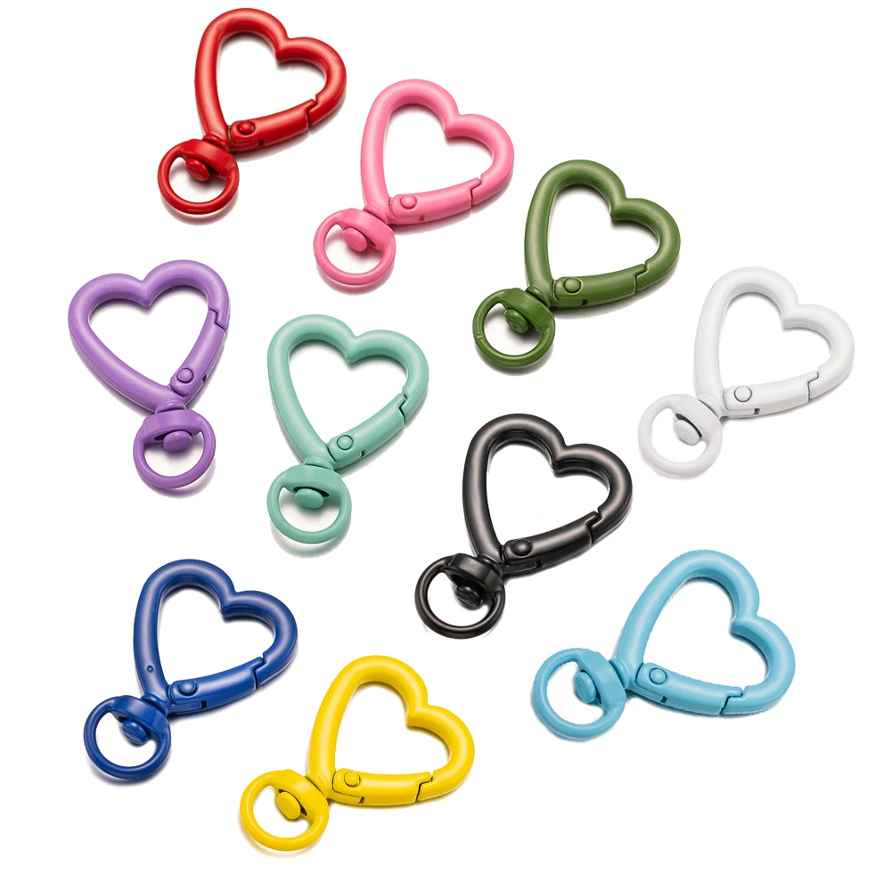 5pcs Metal Heart Swivel Lobster Claw Clasp Trigger Spring Keyring Buckle Snap Hook for DIY Keychain Jewelry Making Bag Accessory