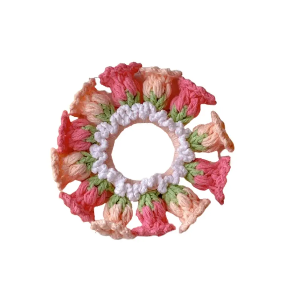 Cute Flores Convallariae Crocheted Flower Scrunchies Elastic Colorful Knitted Hair Rope Headdress Headwear Sweet Hair Tie Party