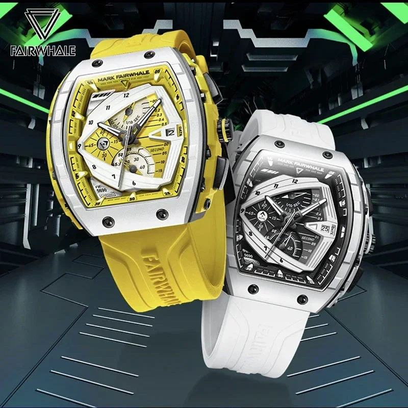 

Mark Fairwhale 5690 Men Multi Functional Waterproof Sports Silicone Strap Calendar Date Watch Top Brand Quartz Watches for Man
