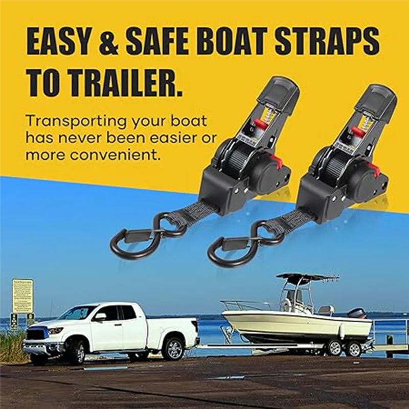 

ABWZ-Retractable Ratchet Straps Self Retracting Tie Down Straps Forany Hauling Job Formotorcycles, Boats,Atvs,Utvs