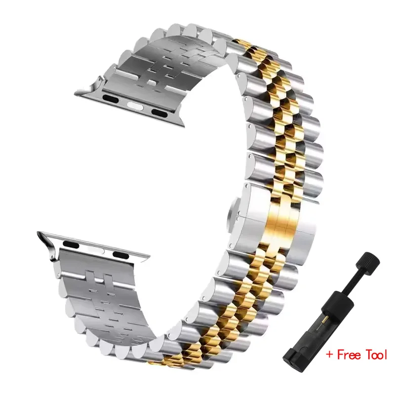 

Ремешок для часов, 5 бусин, металлический ремешок из нержавеющей стали 304 для Apple Watch Band Series 7 6/SE/5/4, 44 мм, 42 мм, 38 мм, металл
