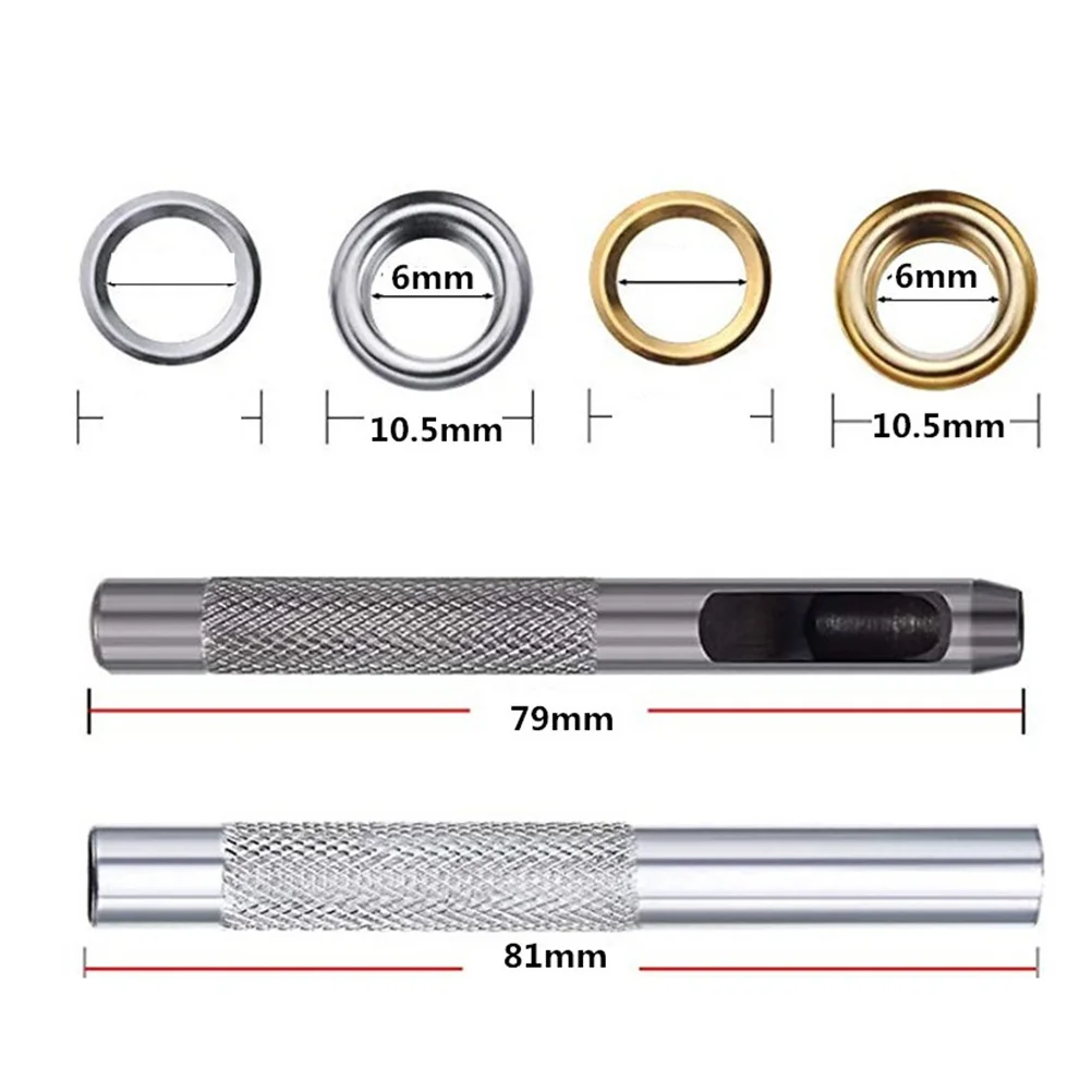 

100pcs 6Mm Grommets Eyelets Button Fasteners Tools Set For Shoes Clothing Diy Crafts Canvas Tarps Tents Awnings