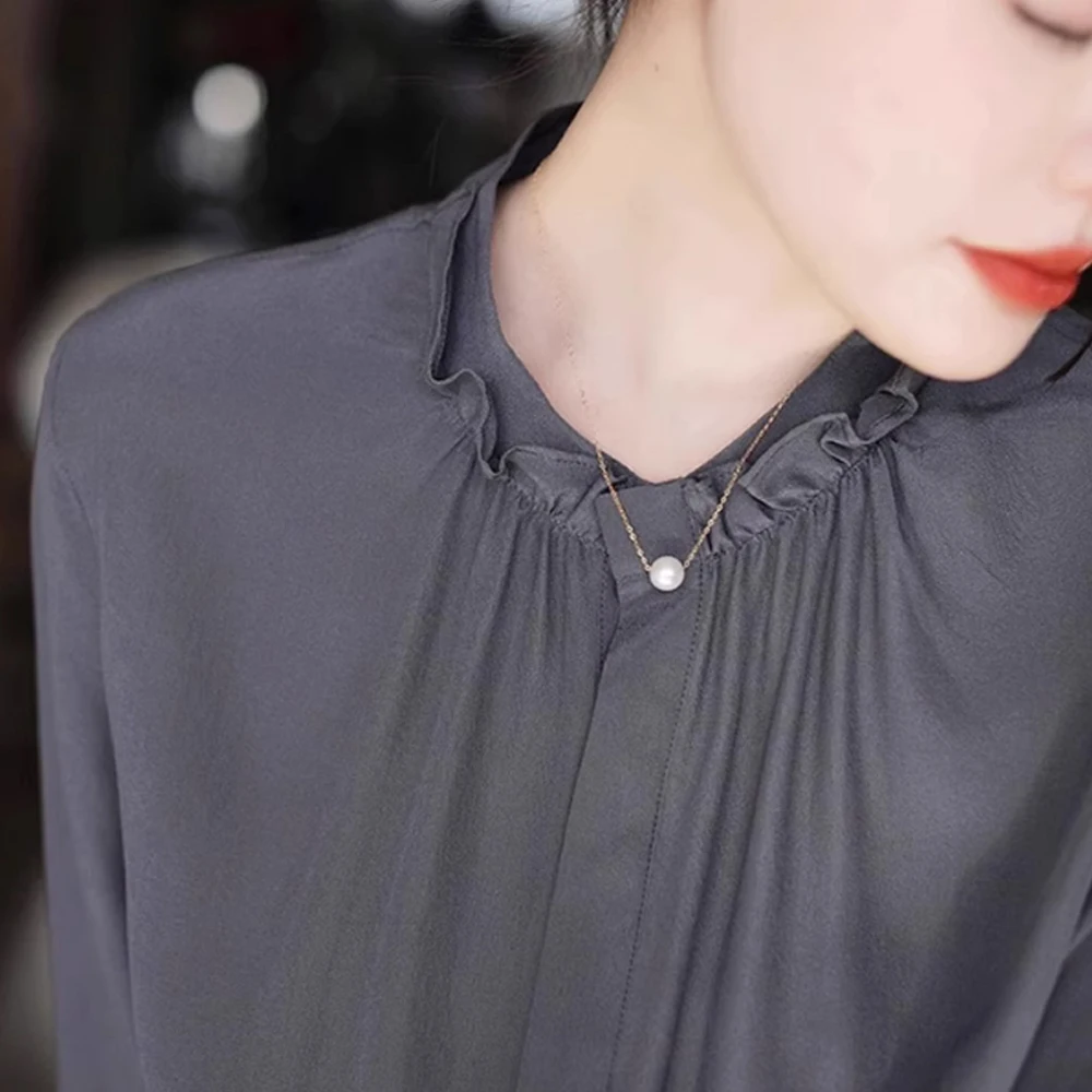 European Station Long sleeved Shirt Women's Spring and Autumn New High Quality Fashion Light Luxury French Lantern Sleeve Top