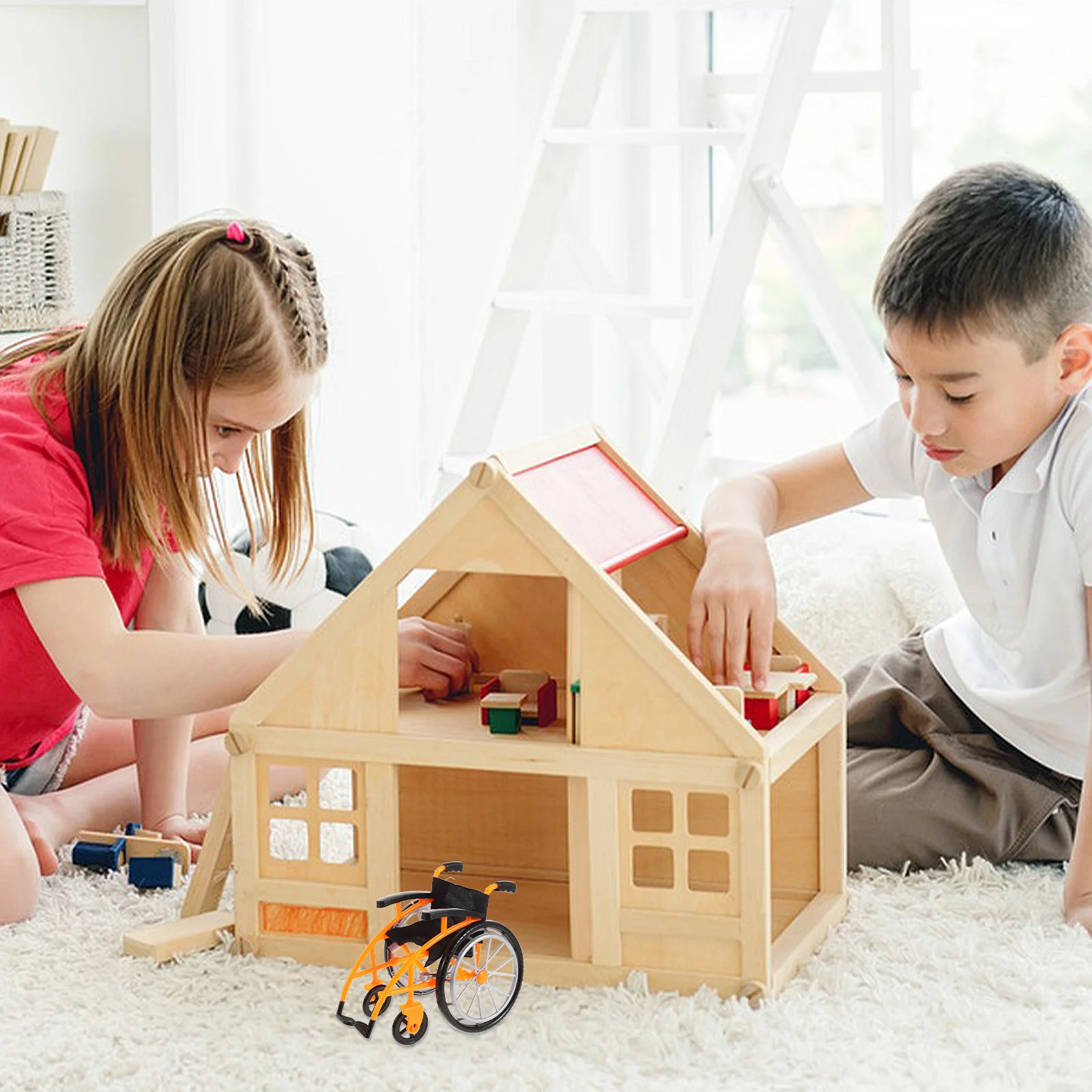 Juguete silla de ruedas juguetes infantiles casa de muñecas juego de rol bebé médico en miniatura