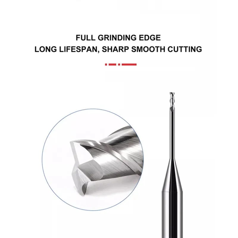 SHAZAM-Tungstênio Aço Carboneto Fresagem Ferramentas Cortador, Carbide Micro Diâmetro, Sulco Profundo, Buraco Profundo, Alumínio, Máquinas CNC, 2-Flauta, HRC58
