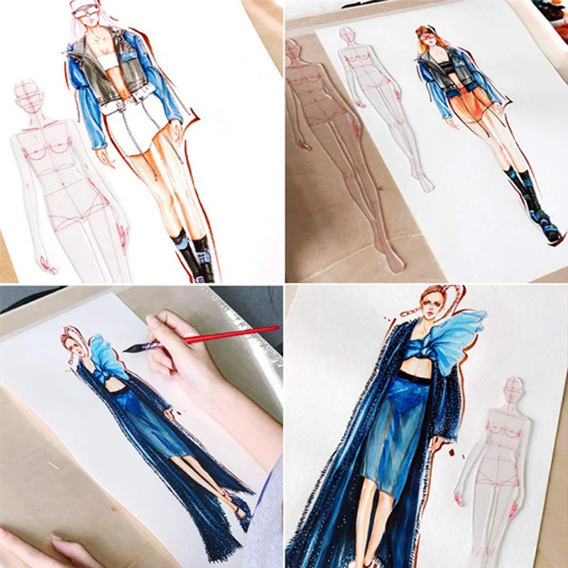 【Best Selling】Fashion Illustration Ruler Sketch Template Sewing Ruler Humanoid Pattern Measuring Clothes