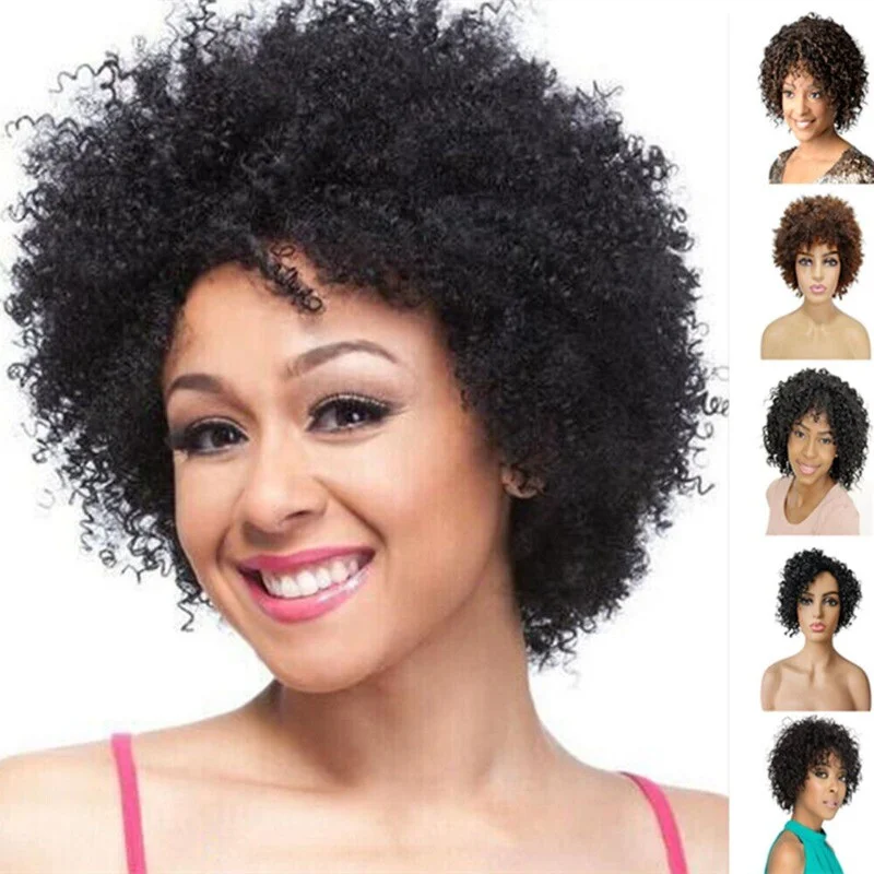 

Короткий коричневый афро парик для чернокожих женщин, синтетические женские парики