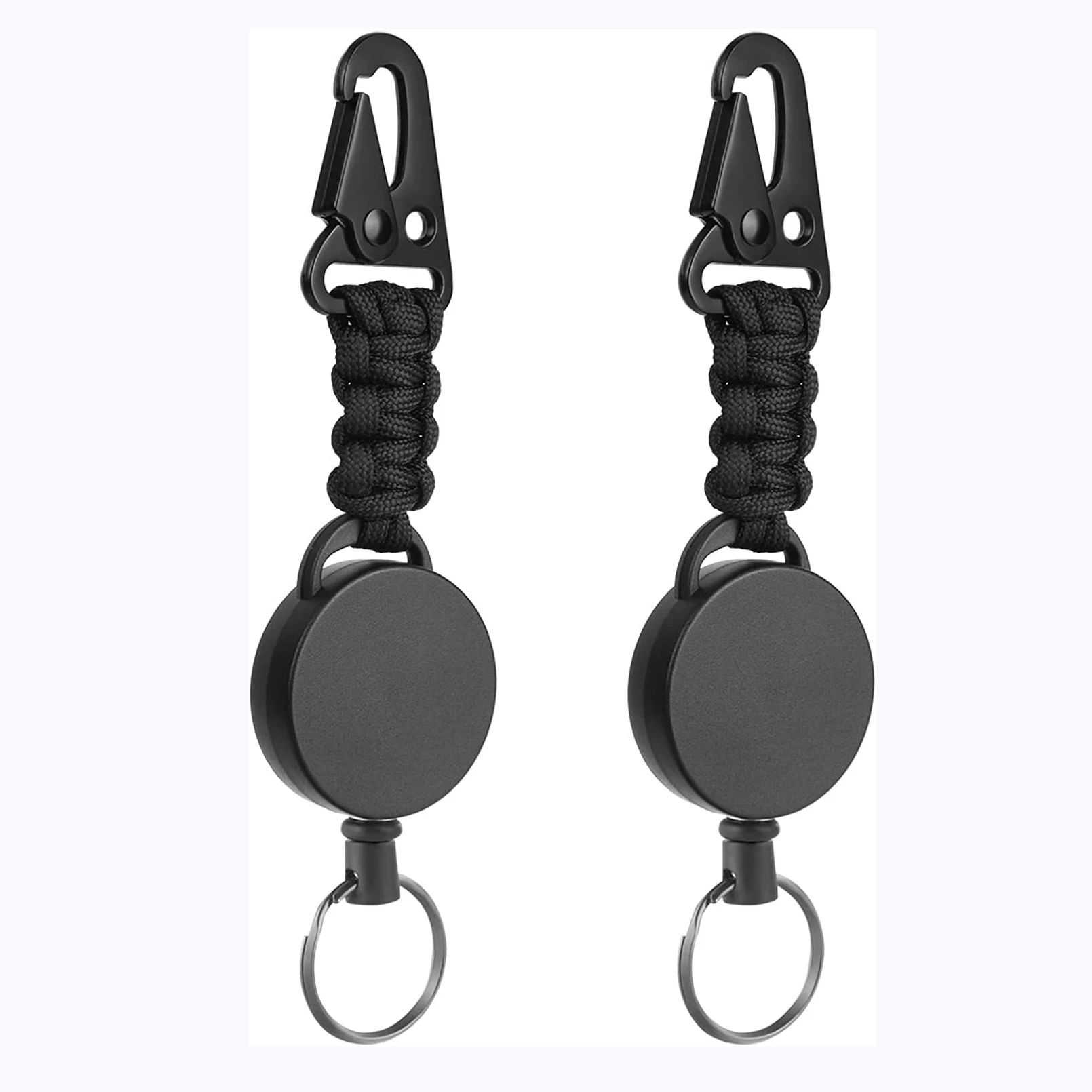 4cm Black High-Stretch Azusa Alloy Keychain Retractable Rotating Badge Clip Reel Mountaineering Easy-To-Pull Anti-Lost Keychain