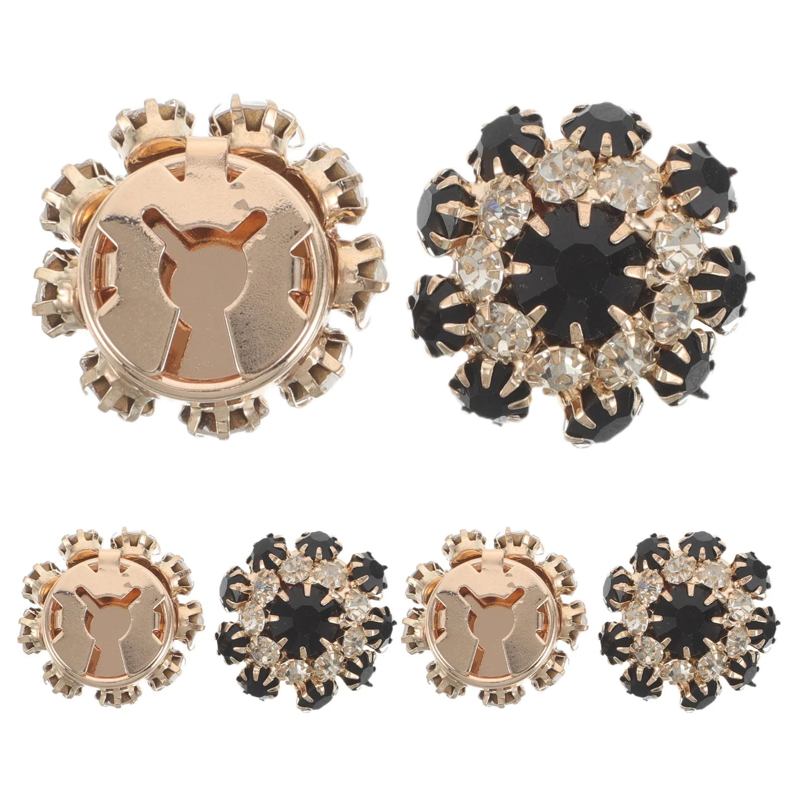 

3Pairs Shirt Button Covers Clip-on Alloy Rhinestone Decorative Sleeve Button Cufflinks for Men Women Business Formal Wedding