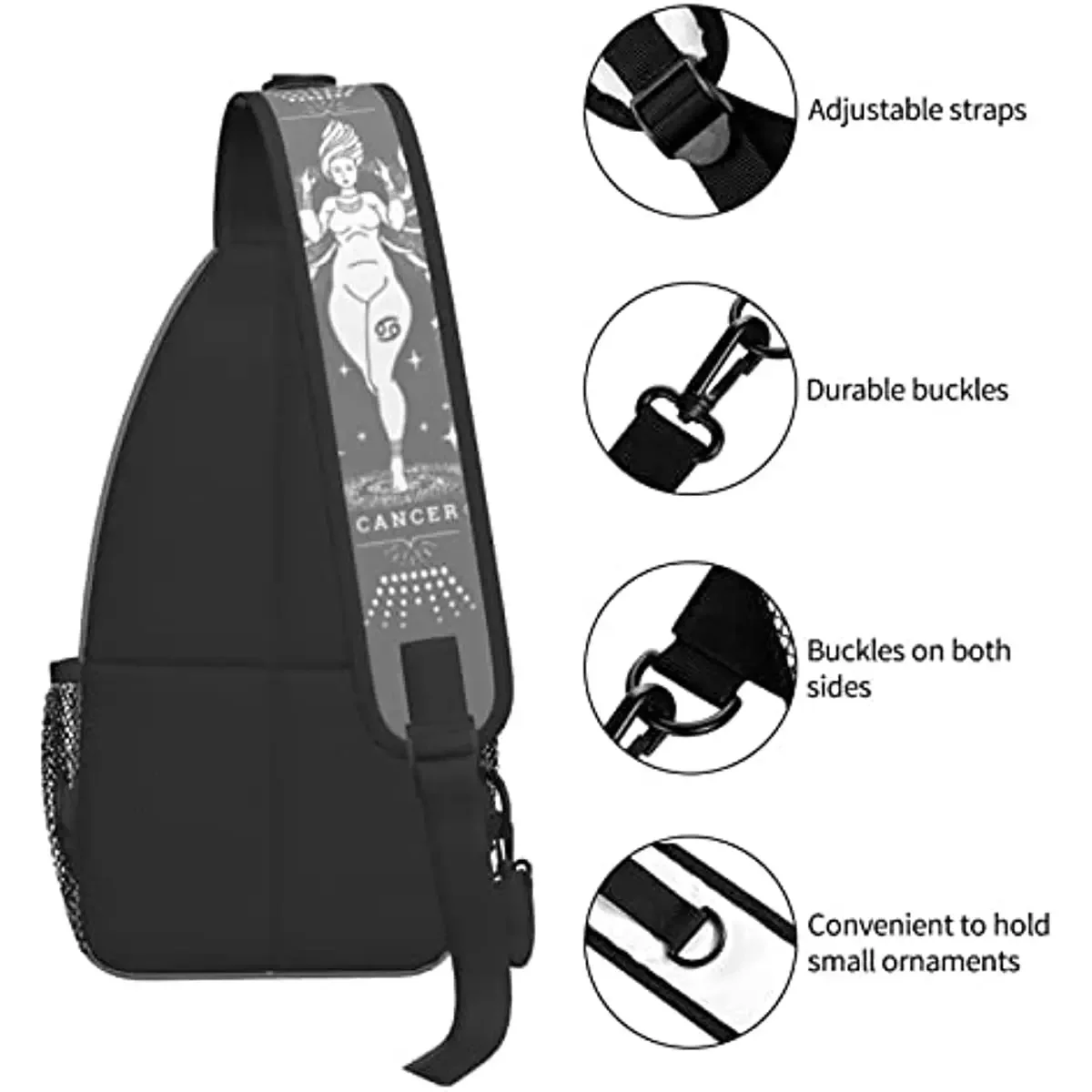 Saco do sling do câncer para homens e mulheres, bolsa de peito, bolsa crossbody, mochila esportiva ao ar livre, caminhadas de viagem