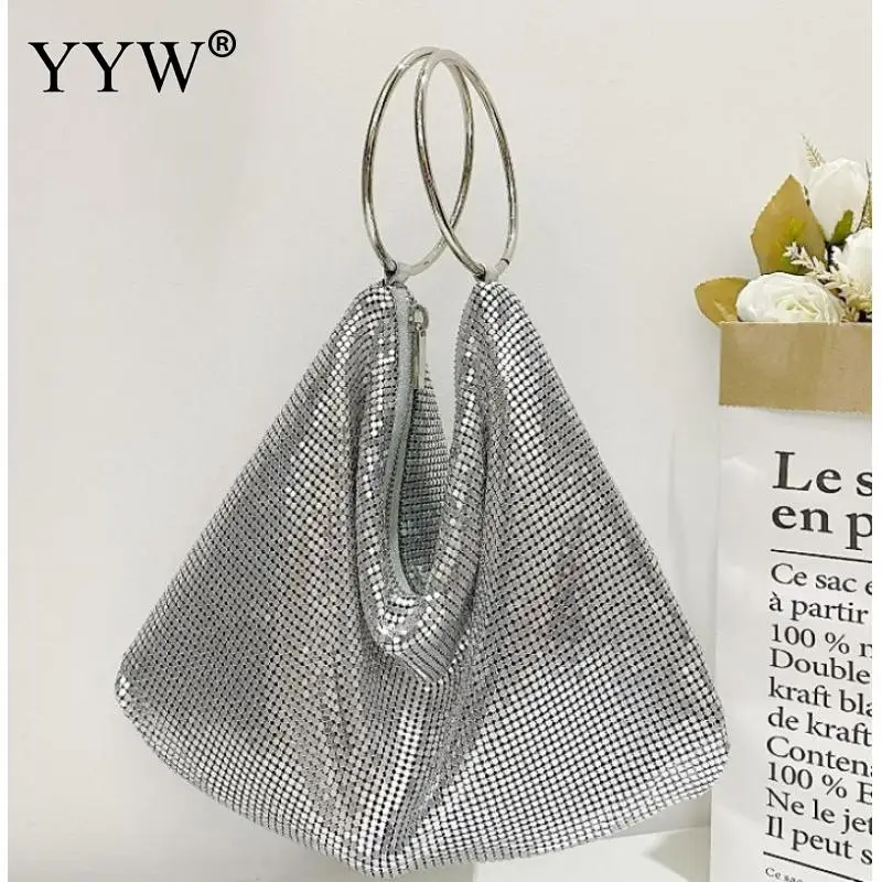 2023 Fashion Designer Hobo Shoulder Bag Handle Shining Rhinestones Evening Clutch Bag Purse Crystal Purses and Handbag Hobo Bags