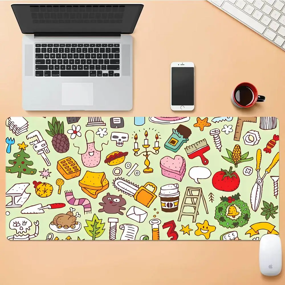 

Cartoon Things Mouse Pad Desk Mouse Pad Cute HD Desk Pad Extended Gaming Keyboard Mats Large XXL Gamer Mousepad 90x40