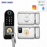 Security Home Gate Door Keys Entry RFID Card Code Password Tuya Wifi TTlock Smart Door Lock Digital Double Side Fingerprint Lock