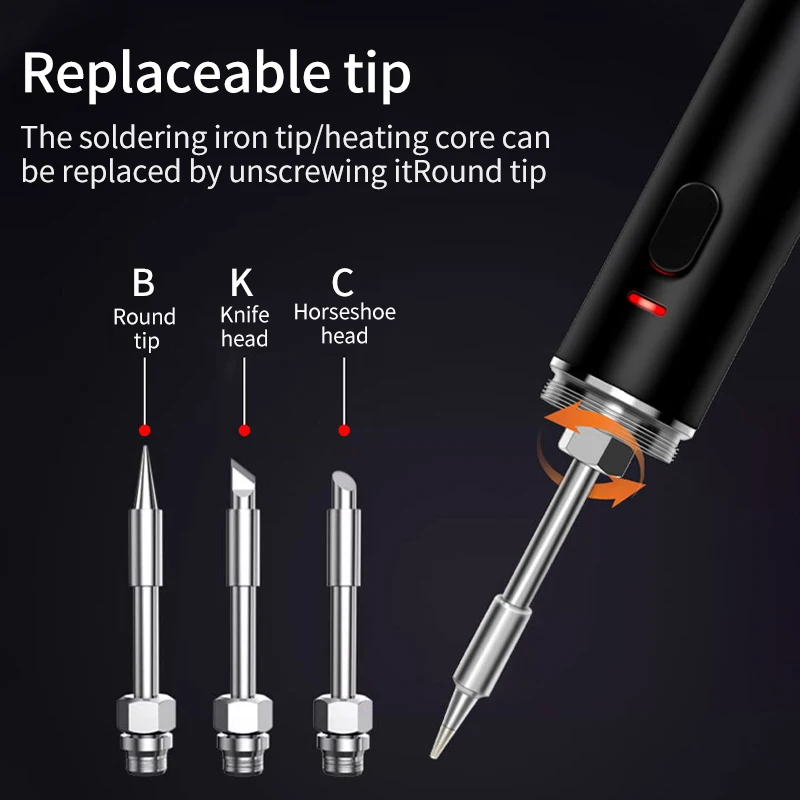 Imagem -04 - Luxianzi 15w Usb sem Fio Kit de Ferro de Solda Elétrica Conjunto Tipo-c Bateria Recarregável Portátil Casa Caneta de Soldagem Ferramentas de Reparo