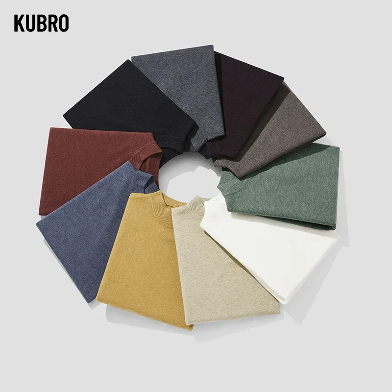 KUBRO High Quality Elastic Sweater Men\'s Cotton Cashmere Bottom Shirt Autumn Winter Tops High Man Casual Long Sleeve Turtleneck