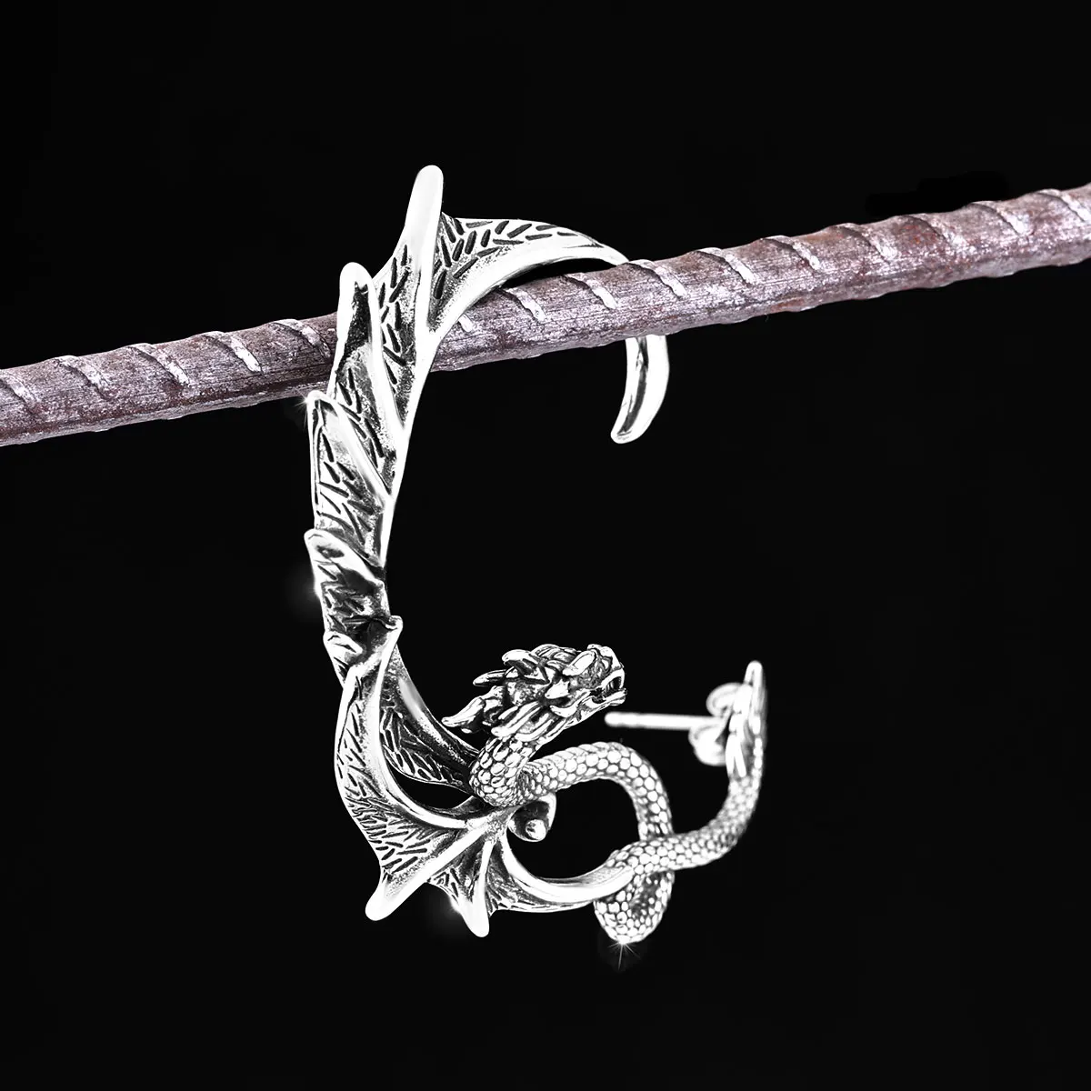 Fashion Stainless Steel Personalized Dragon Wings Hanging Earrings Without Earholes Unisex Never Fade Teen Jewelry Gift