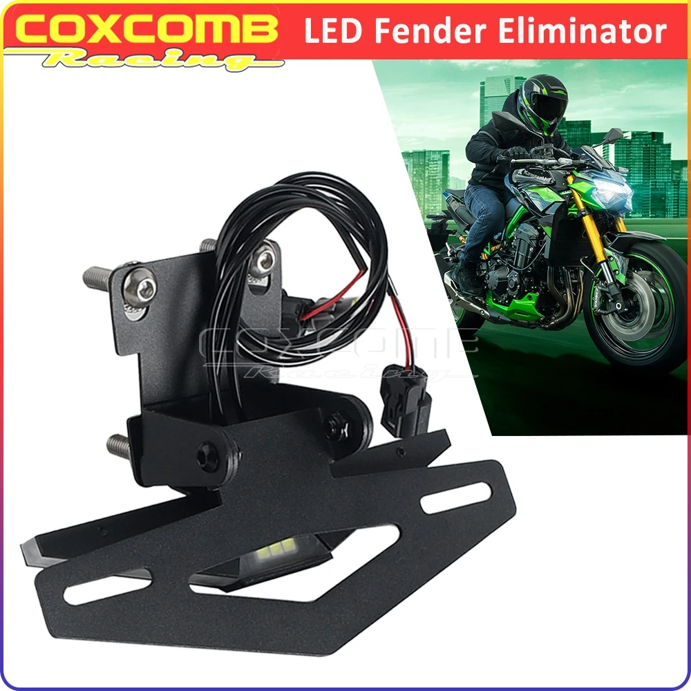 

Motorcycle LED License Plate Light Turn Signal Lights Rear Fender Eliminator Tail Number Plate Bracket Support For Kawasaki Z900