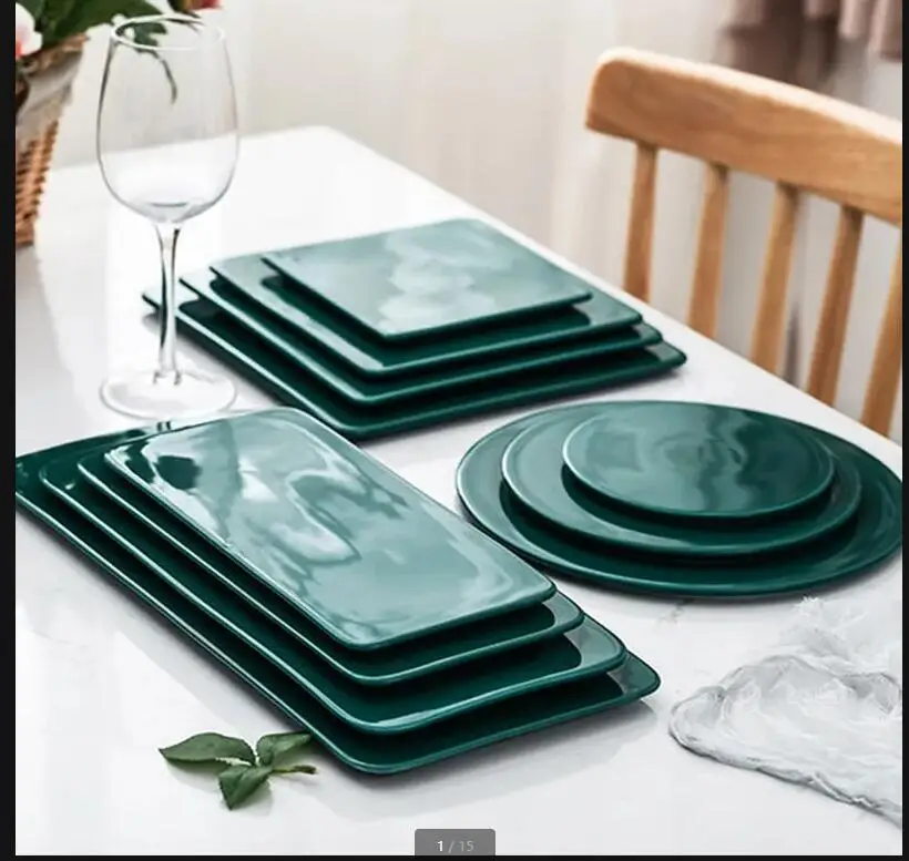 

Зеленая керамика, западная еда, плоский квадратный диск, подставка для десертного торта, качающаяся тарелка в японском стиле, блюдо для суши, круглый дисплей