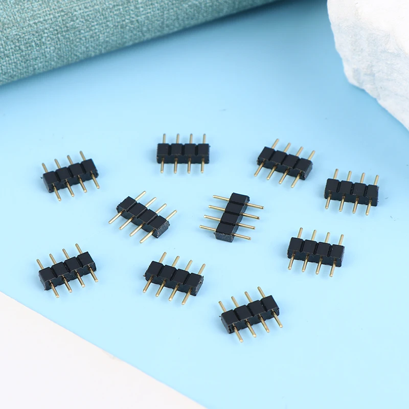 

10Pcs 4 Pin RGB Connector Adapter Pin Male Type Double 4Pin For RGB 5050 3528 LED Strip DIY Colorful Lights Insert Connector