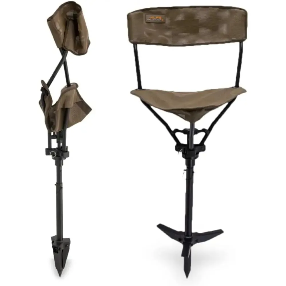 

Lightweight Adjustable Hunting Chair with Sink-Resistant Legs and Removable Shoulder Strap for All-Weather Use
