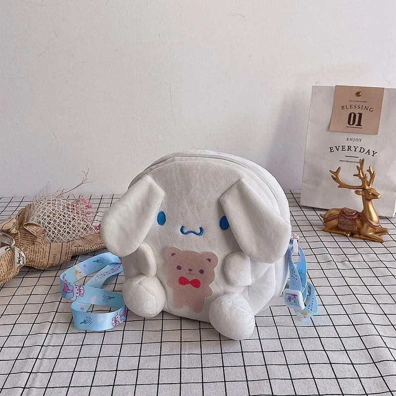 Miniso Sanrio Animel Kuromi Peluche Bambola Borsa a tracolla Budino Cane Borsa con ciondolo per cartoni animati per bambini Borsa per oggetti regalo per feste di Halloween