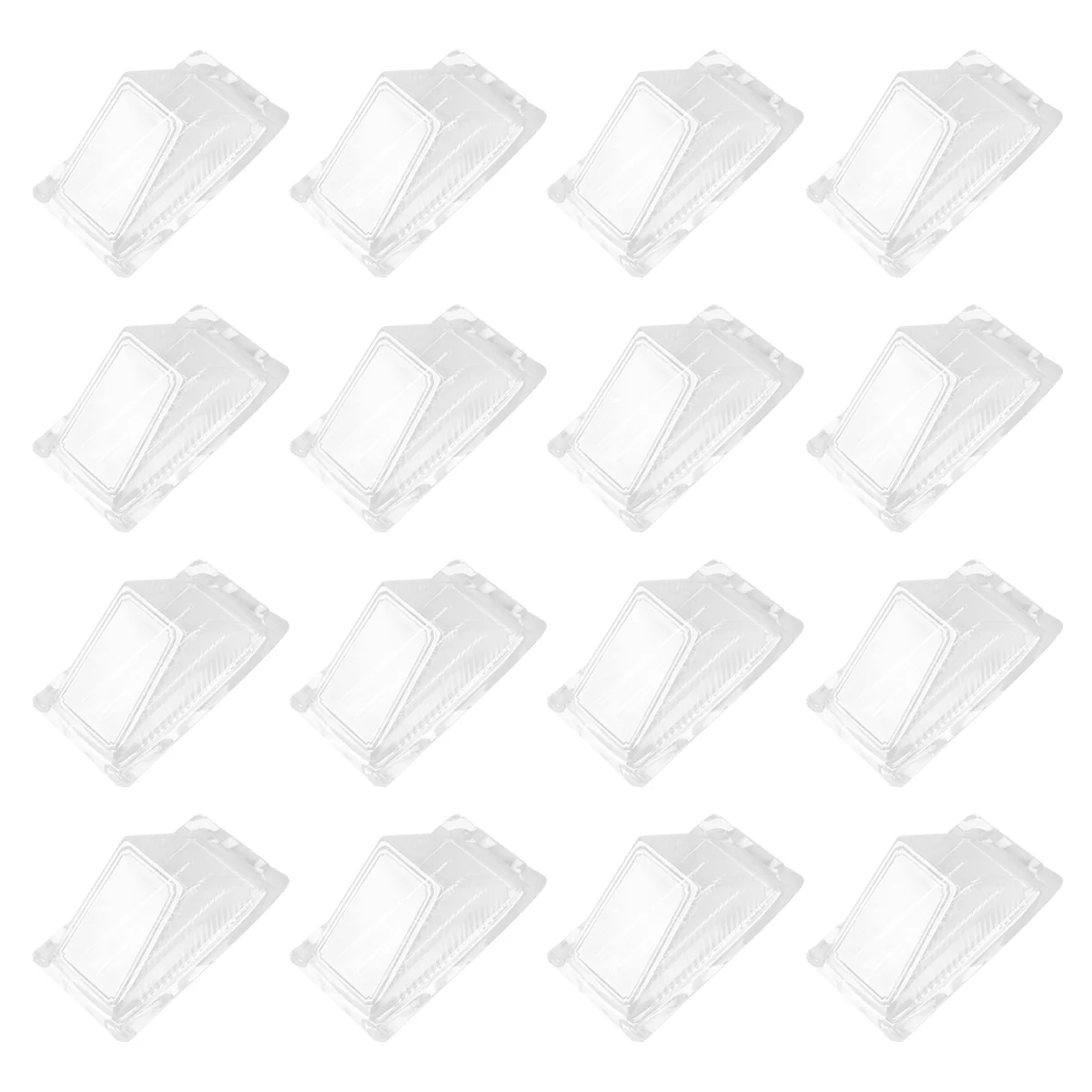 100 Pcs Packing Box Sandwich Triangle Bag Food Container Holder Plastic Containers Cake Slice Cheesecake Pie with Lids