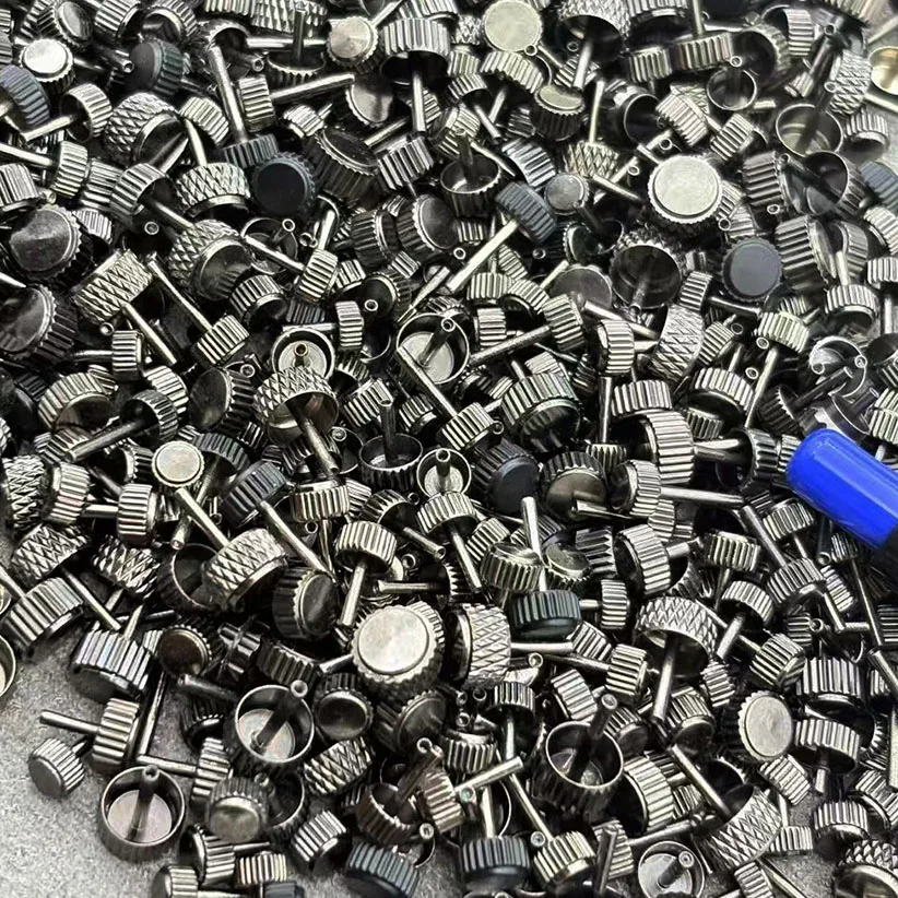 200pcssWatch Parts Various Sizes Miscellaneous Watch Crown Mixed Handle Shipped Randomly Black-grey Approximately