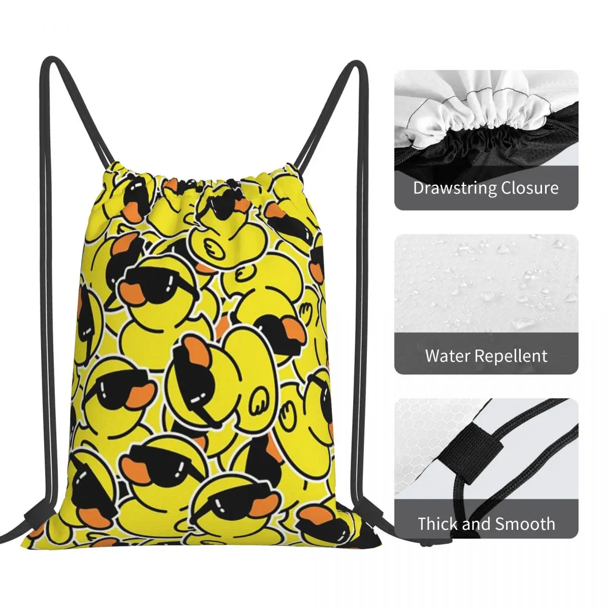 Cute Cartoon Ducks Backpacks Multi-function Portable Drawstring Bundle Pocket Shoes Bag Book Bags For Travel Students