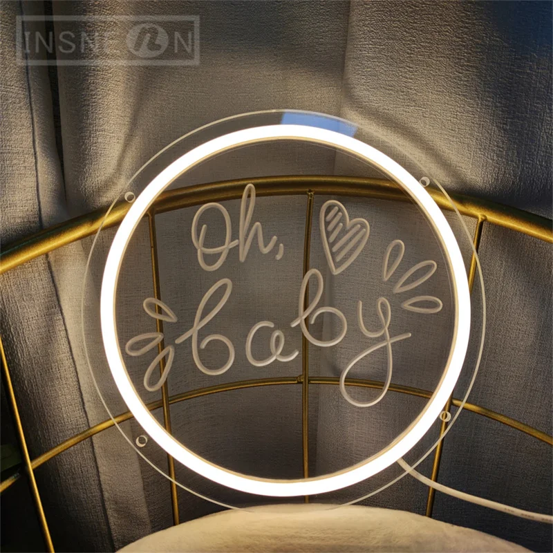

Oh Baby LED Neon Sign Engraving Design Neon Signs for Wall Decor Wedding Engagement Bedroom Valentines Day USB Powered Wall Lamp