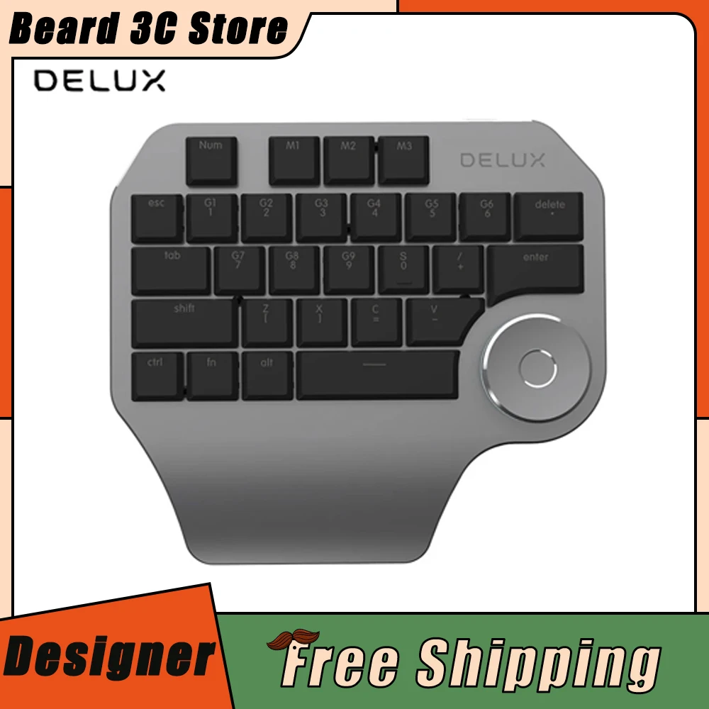 

Delux Designer Mechanical Keyboard Smart Knob Custom Special One Handed Keyboard Computer Painting Cad Photoshop Office Gifts