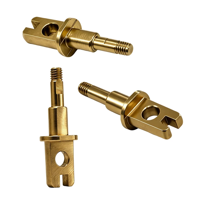 CNC Turning Milling Machined Brass Y-Type Clevis Pin, Brushed Surface Custom Threaded U-Shaped Connector Shaft Fitting