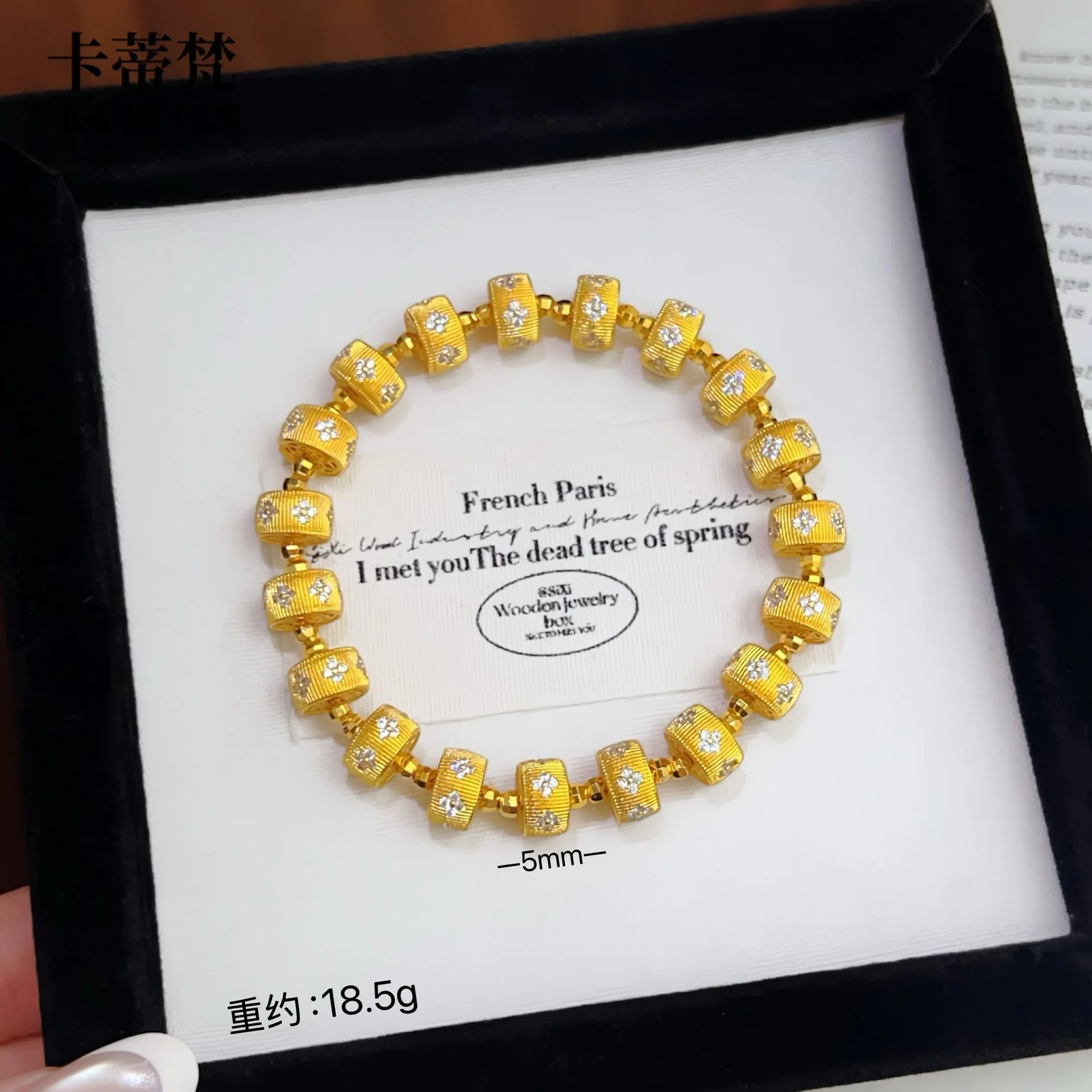 9999 24K pure gold women's high-end gold diamond bracelet retro women's gold diamond jewelry gift