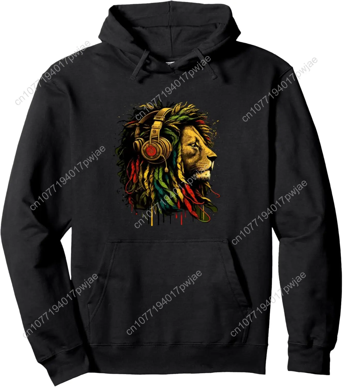 

Rasta Reggae Music Headphones Jamaican Pride Lion Of Judah Pullover Hoodie