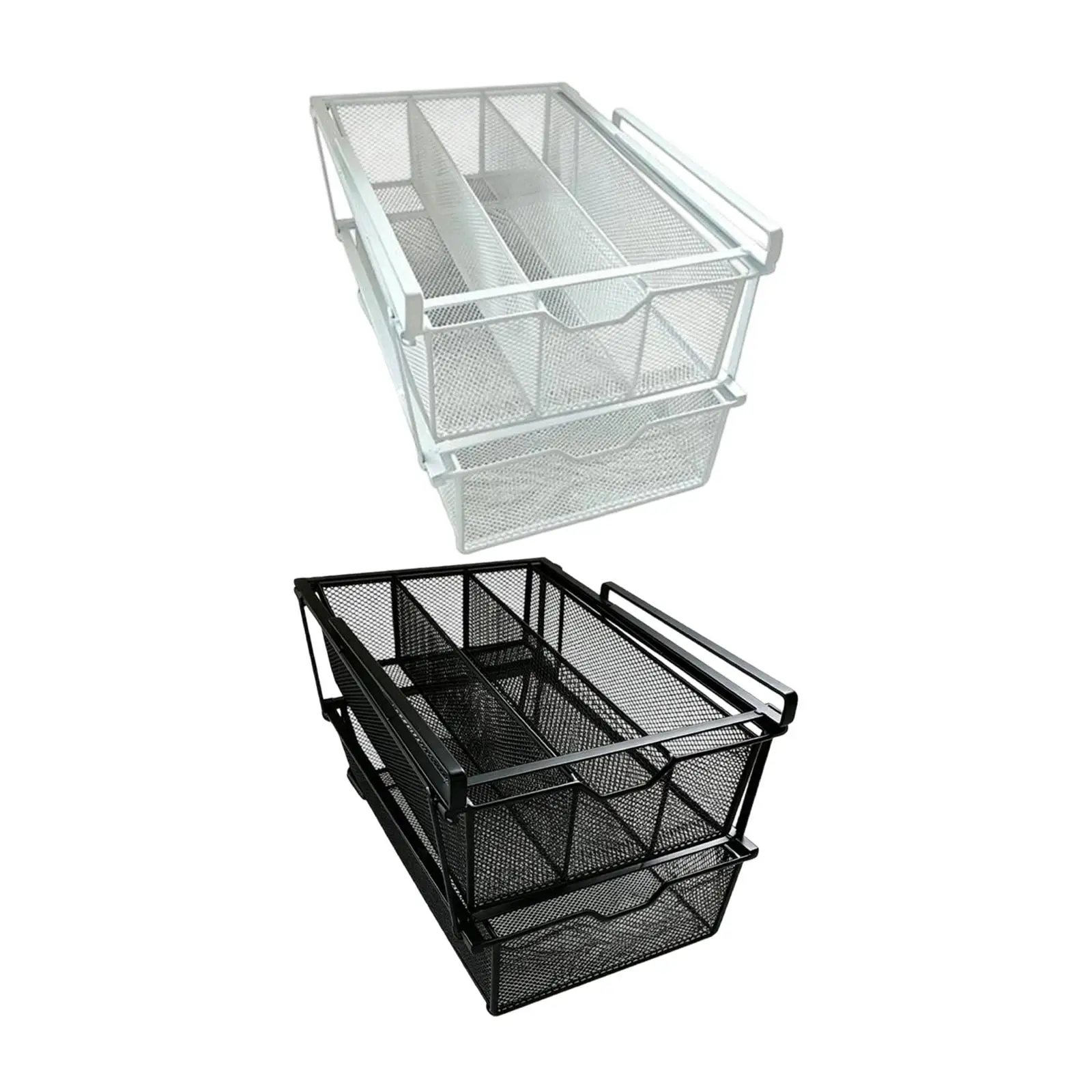 Two Layer Metal Under Shelf Drawer Storage Basket Closet Organizer for Bedroom Cabinet Wardrobe Underwear Sock Compartment