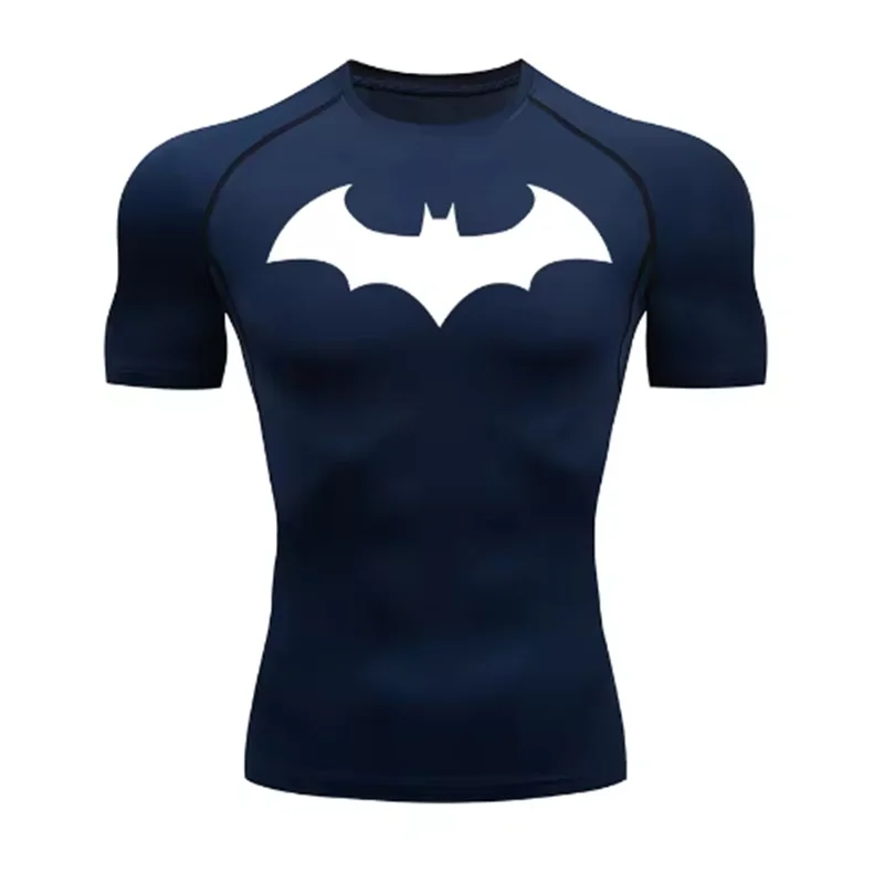 Fledermaus-Grafik-Kompressionshemden für Herren, kurzärmelig, Rashguard, Fitnessstudio, Workout, Laufen, T-Shirt, Sommer, sportlich, schnell trocknend, T-Shirts