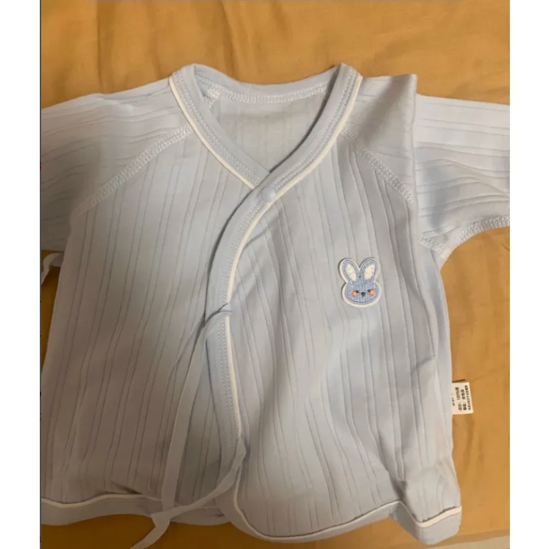Newborn Cotton Side-Snap Shirt 0-3 Months Soft Seamless Baby Bodysuit cartoon rabbit decoration Pajama Infant Toddler