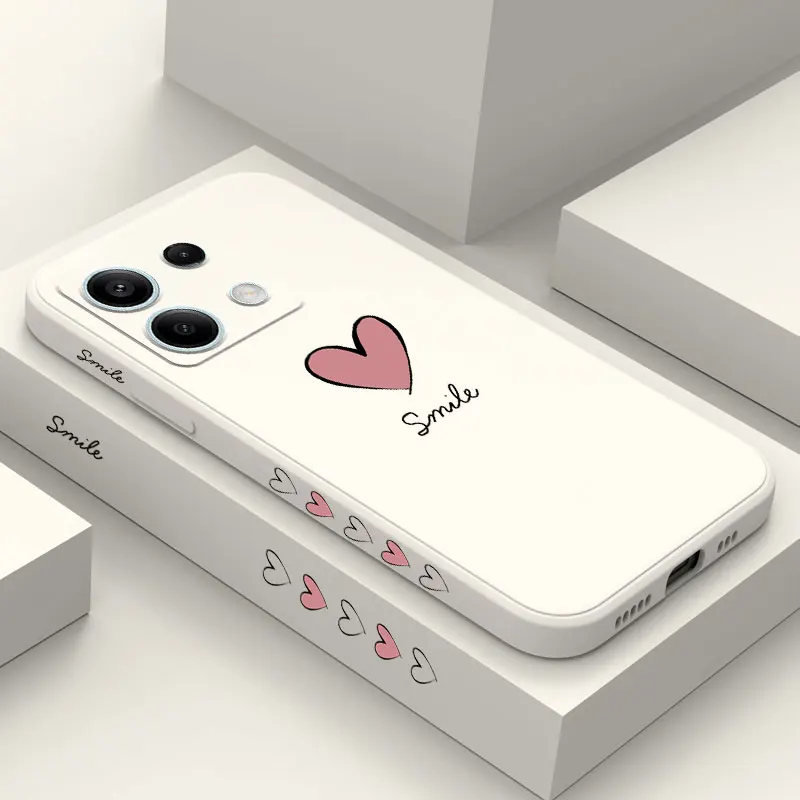 Note 13 Pink Heart Silicone Phone Case For Xiaomi Redmi Note 13 13Pro shatterproof Protection Redmi Note 13ProPlus Back Cover