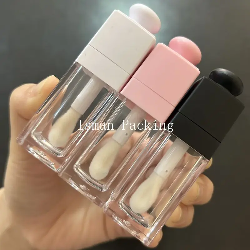 50Pcs Cosmetic Empty White Pink Black Luxury Liquid Lipstick Packaging Lip Gloss Containers Tube With Big Brush Big Wand