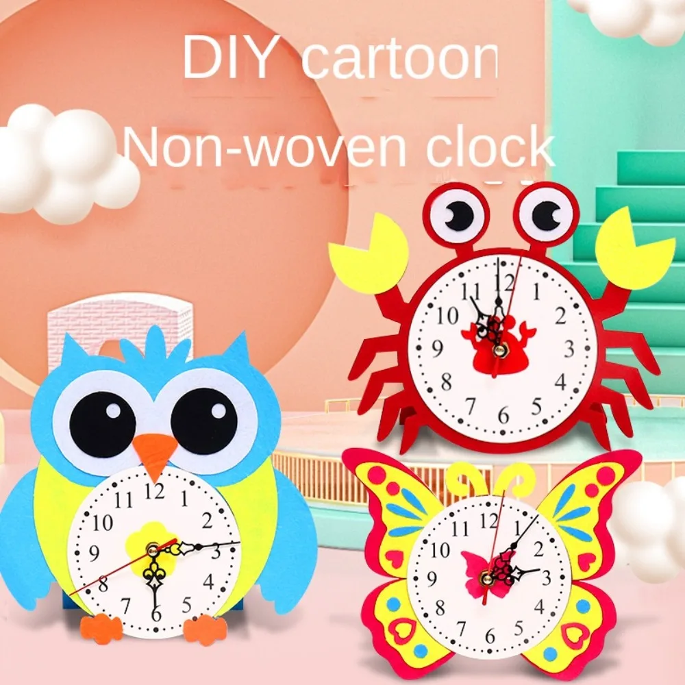 

Nonwoven Fabric Cognition Clocks Toys Cartoon Clock DIY Puzzle DIY Clock Toys Hour Minute Second Time Teaching Aid Kids Gift