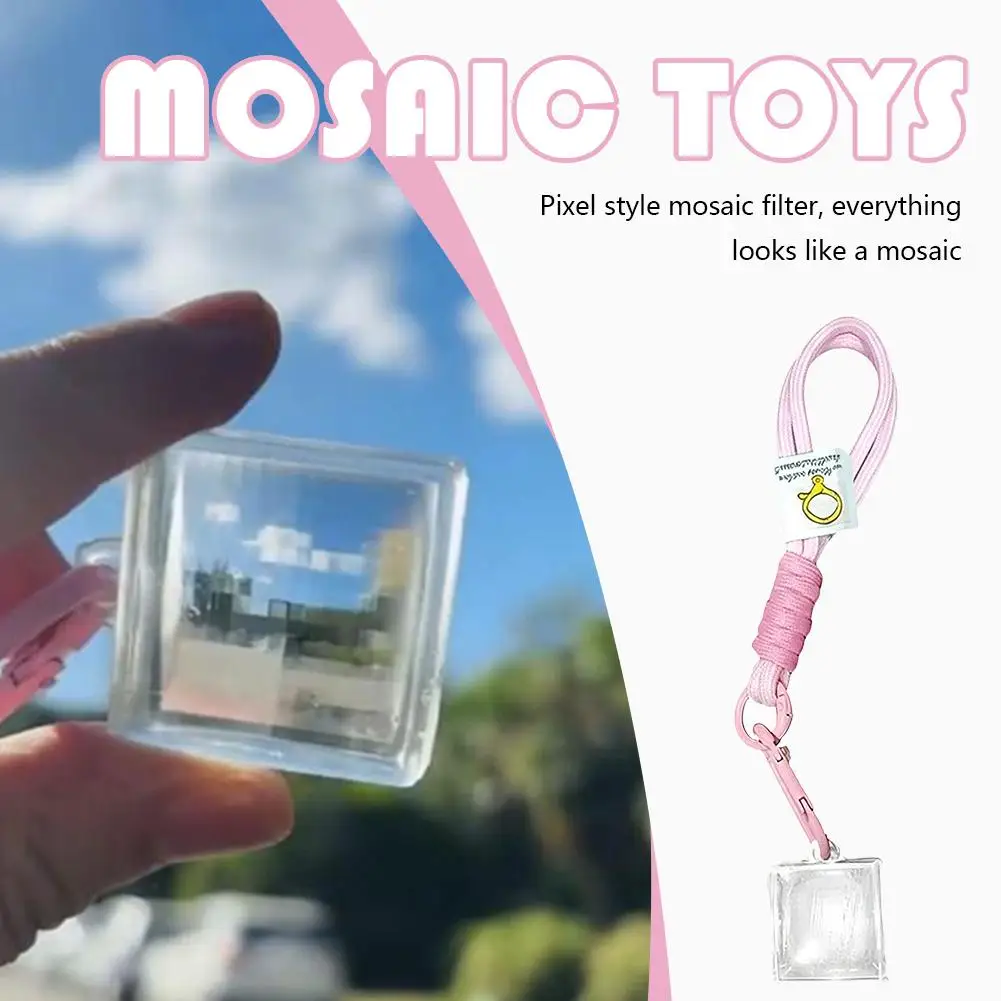 Pixel mosaïque filtre lentille rétro effet de jeu téléphone caméra fixation porte-clés Portable haute clarté matériau Transparent