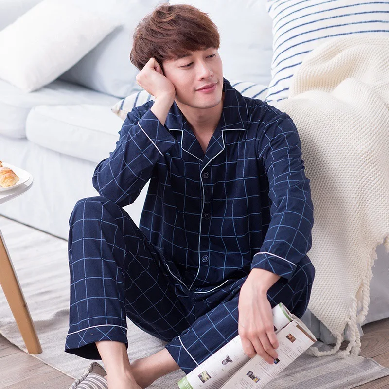 

Cotton sleepwear men's 2026 autumn middle-aged and elderly long sleeved cardigan loose men's cotton home clothes thin