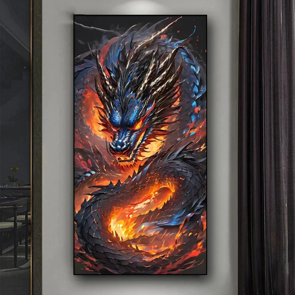 100x200cm Fire Dragon Head Diamond Painting 5D DIY Jewelry Cross Stitch Full Diamond Mosaic Embroidery Picture Best Gift H650