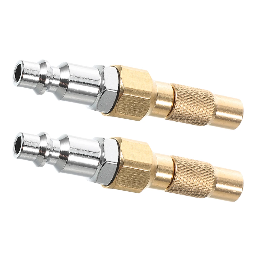 

2pcs Quick Connect Tire Inflator Hose Adapter Threaded Nozzle Air Compressor Fittings Stable Airflow Durable Copper Steel