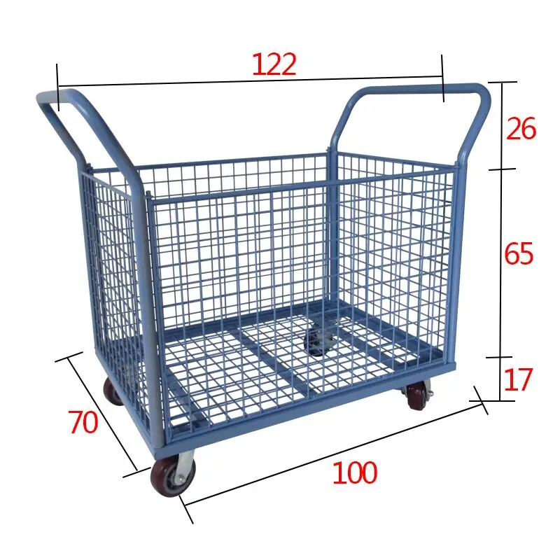 Collapsible heavy-duty mobile cart compartment trolley