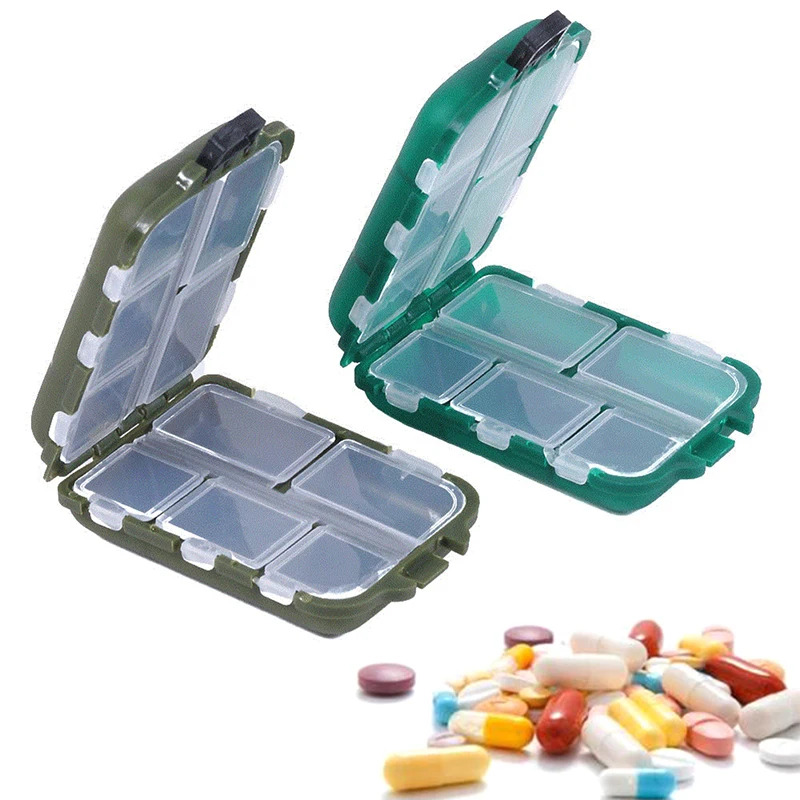 Dobrável Travel Medicine Holder Pill Box, Estojo para Tablet, Ferramentas Organizadoras Dispenser, 10 Grades, Caixa Semanal, 7 Dias