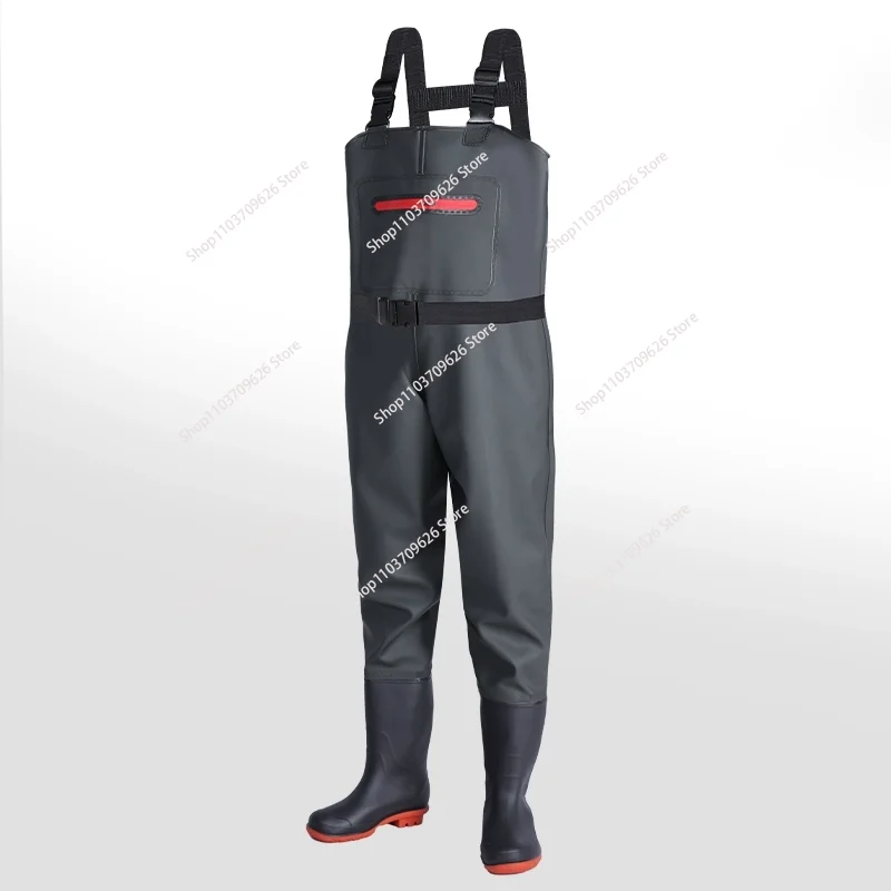 Wader Half-Body Waterproof Clothes Rain Pant Belt Rain Boots Leather Fork Pants Catch Fish Full Body One-Piece