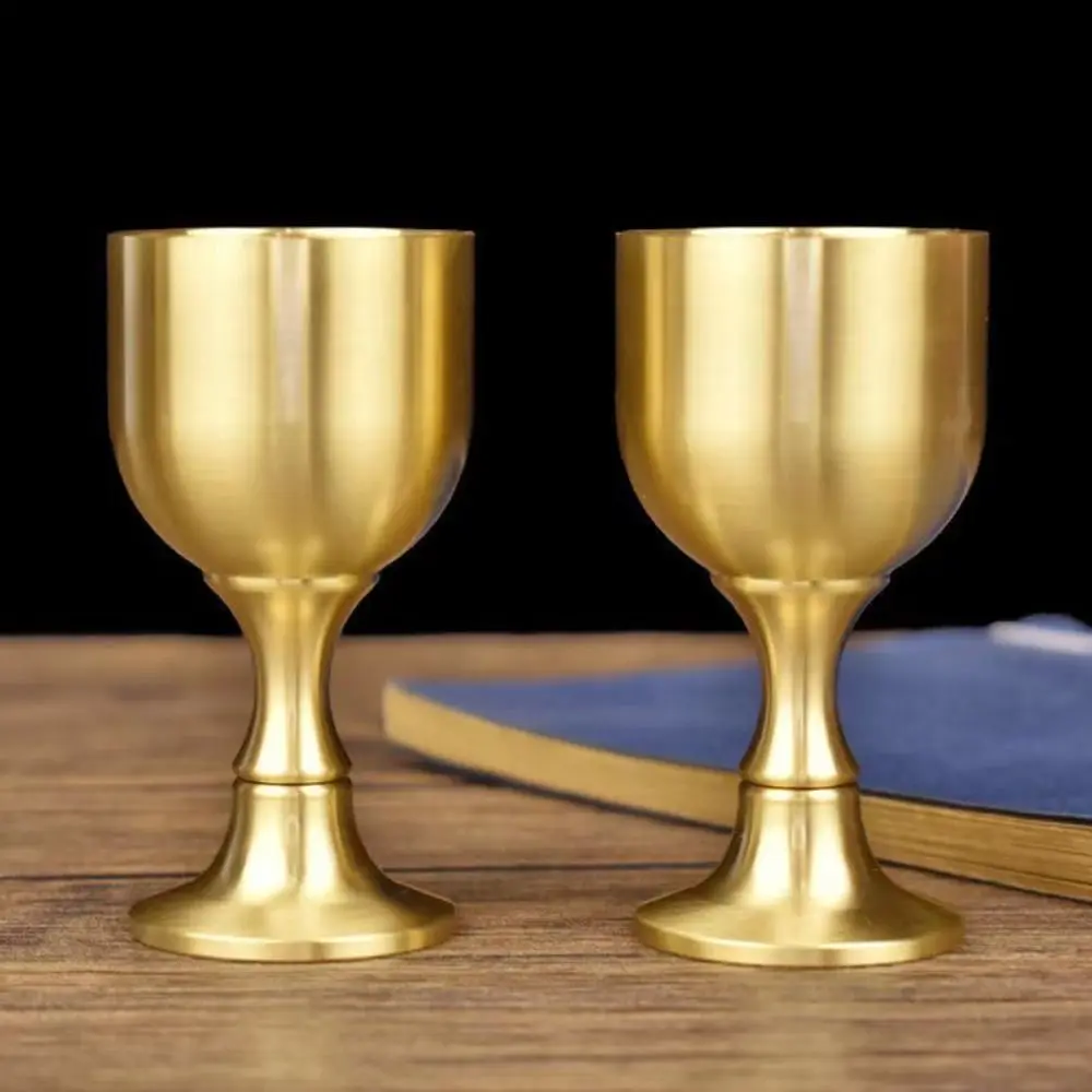 2PCS Brass Chalice Cup Cocktail Glass Drinking Liquor Tumbler Cup Mug For Party Bar Wine Beer Juice Goblet Beverage Drinkware