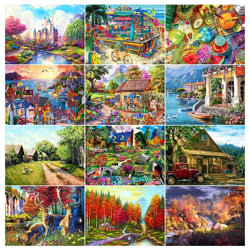 

5D Diamond Painting Landscape Diamond Embroidery DIY Full Rhinestone Mosaic Woods Cross Stitch Kit Art Home Decor Gift