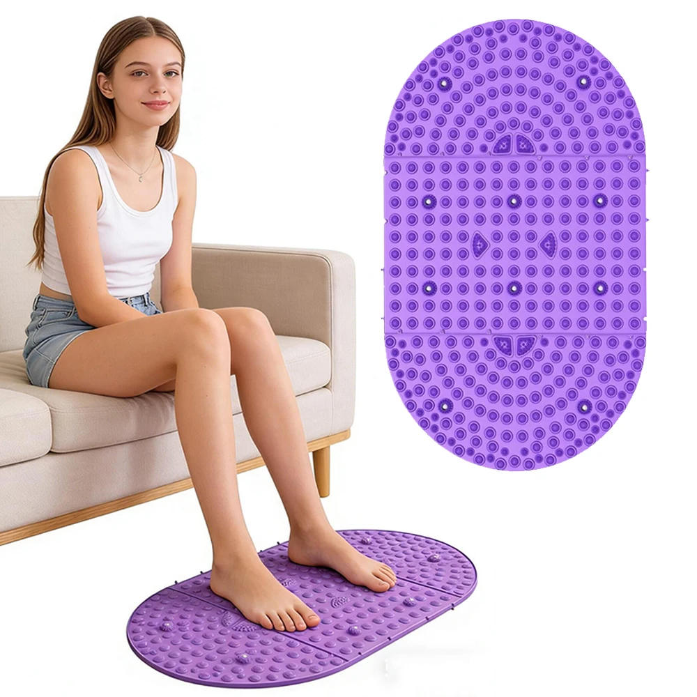 

Foot Yoga Massager Mat Acupressure Board Feet Relaxation for Long Sitting Workers Anti-slip Acupoint Massage Pad for Household